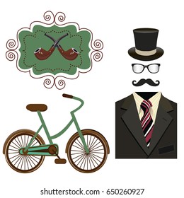 bike, jacket, sunglasses, hat, pipe, recruitment of the gentleman