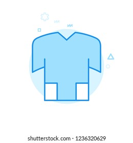 Bike Jersey, T-Shirt Flat Vector Icon. Bicycle Accessory Symbol, Pictogram, Sign. Light Flat Style. Blue Monochrome Design. Editable Stroke. Adjust Line Weight. Design with Pixel Perfection.