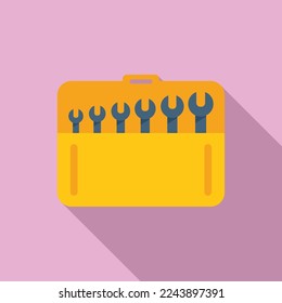 Bike key set icon flat vector. Repair fix. Service shop