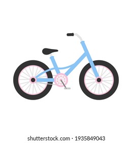 Bike Kids Icon. Bicycle Colorful Symbol. Blue Child Bike Sign. Vector Illustration Isolated On White