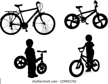 bike and kids vector
