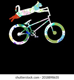 bike kitten lover cycling cat on bmx rolled art design vector illustration for use in design and print poster canvas