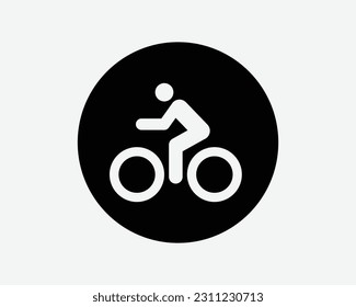 Bike Lane Icon. Bicycle Cycle Cyclist Commuter Biking Sports Exercise Road Traffic Sign Symbol Black Artwork Graphic Illustration Clipart EPS Vector