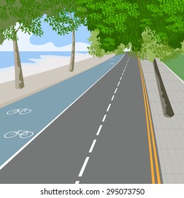Bike lane with nature landscape background
