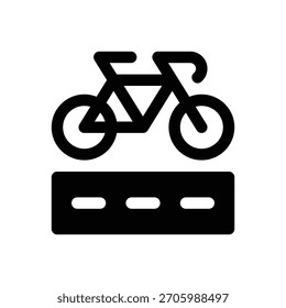 Bicicleta. Ícone de vetor de traçado com contorno e detalhes preenchidos em preto.
