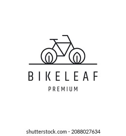 Bike Leaf Logo design with Line Art On White Backround