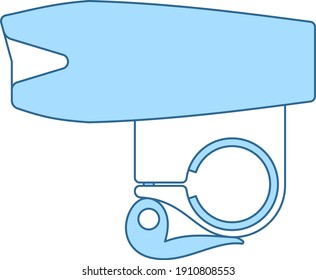 Bike Light Equipment Icon. Thin Line With Blue Fill Design. Vector Illustration.