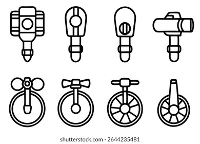 Bike lighting line art illuminating your path during nighttime rides.eps