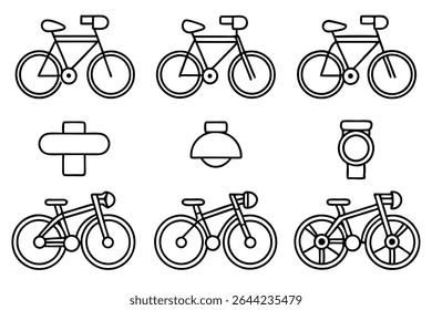 Bike lighting line art for safe night cycling visibility.eps
