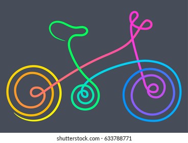 Bike. Line art symbol. Color vector illustration. Sport 