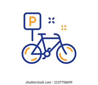 Bike line icon. Bicycle parking sign. Urban traffic symbol. Colorful thin line outline concept. Linear style bike icon. Editable stroke. Vector