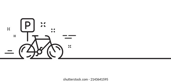 Bike line icon. Bicycle parking sign. Urban traffic symbol. Minimal line illustration background. Bike line icon pattern banner. White web template concept. Vector