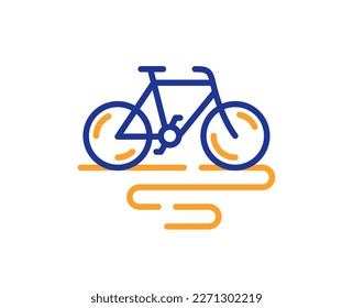 Bike line icon. Bicycle route sign. Cycling track symbol. Colorful thin line outline concept. Linear style bike icon. Editable stroke. Vector