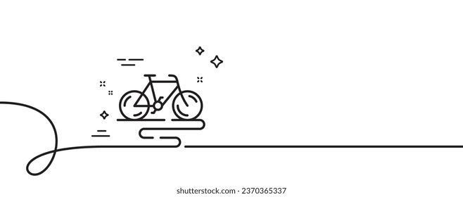 Bike line icon. Continuous one line with curl. Bicycle route sign. Cycling track symbol. Bike single outline ribbon. Loop curve pattern. Vector