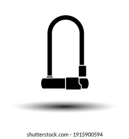 Bike Lock Icon. Black on White Background With Shadow. Vector Illustration.