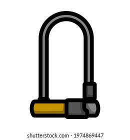 Bike Lock Icon. Editable Bold Outline With Color Fill Design. Vector Illustration.