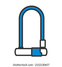 Bike Lock Icon. Editable Bold Outline With Color Fill Design. Vector Illustration.