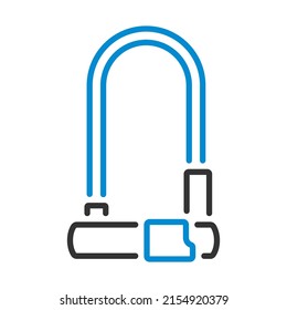 Bike Lock Icon. Editable Bold Outline With Color Fill Design. Vector Illustration.