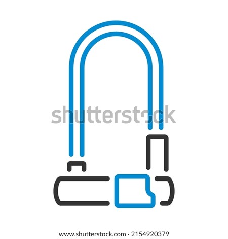 Bike Lock Icon. Editable Bold Outline With Color Fill Design. Vector Illustration.