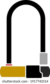 Bike Lock Icon. Flat Color Design. Vector Illustration.