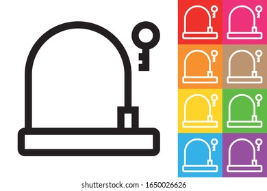 Bike Lock. Line Icon With Different Color Background.