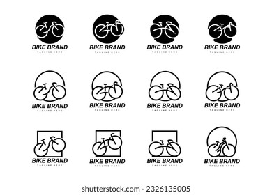 Bike Logo. Bicycle Sport Branch Vector, Simple Minimalist Transportation Design, Template, Silhouette