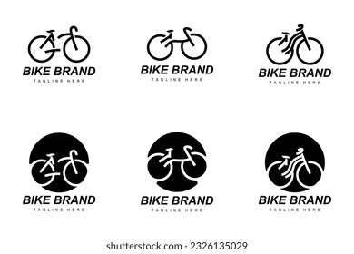 Bike Logo. Bicycle Sport Branch Vector, Simple Minimalist Transportation Design, Template, Silhouette
