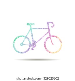 Bike logo painted in the colors of the rainbow