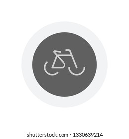 Bike logo, simple bicycle, outline linear icon. Icon in colored circle with gray bold border. Web button, modern flat design