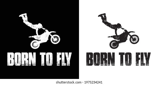 Bike lover t-shirt design. Born to fly. Two color variation. 