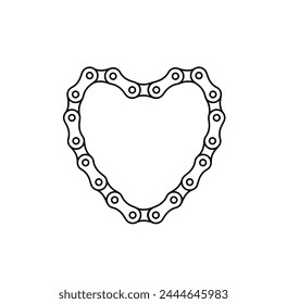 Bike lover  vector print. Bicycle chain heart