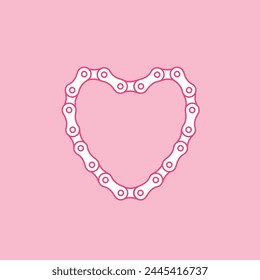 Bike lover  vector print. Bicycle chain heart