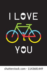 bike lovers i love you bicycle colorful poster apparel
