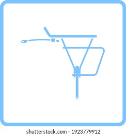 Bike Luggage Carrier Icon. Blue Frame Design. Vector Illustration.