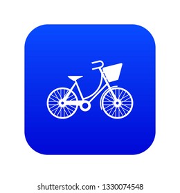 Bike with luggage icon digital blue for any design isolated on white vector illustration