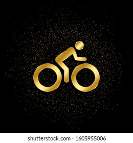 Bike, man gold, icon. Vector illustration of golden particle