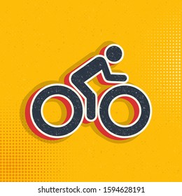 Bike, man pop art, retro icon. Vector illustration of pop art style