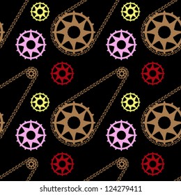 bike mechanic pattern, abstract seamless texture; vector art illustration