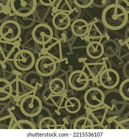 Bike military Pattern seamless. bicycle army Background. Protective texture for soldiers and hunters 