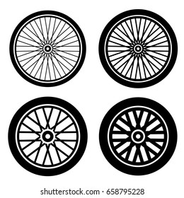 bike motorbike wheels black silhouette vector