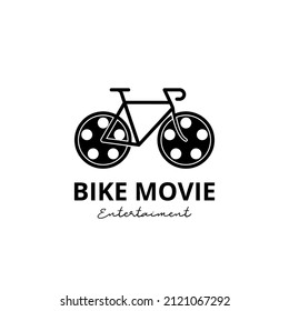 bike movie roll cinema studio logo design vector