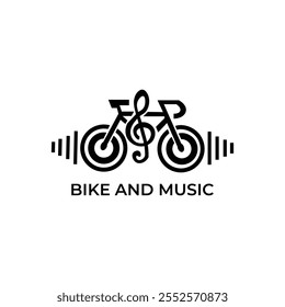 bike and music logo design with black and white color
