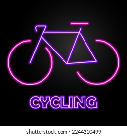 bike neon sign, modern glowing banner design, colorful modern design trends on black background. Vector illustration.