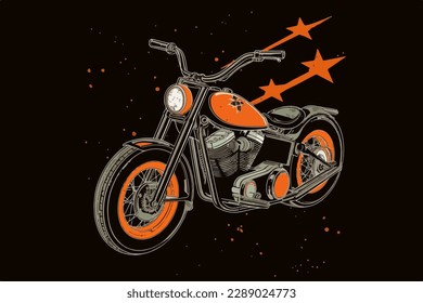 Bike on fire vector vintage illustration for t-shirt.