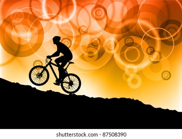 bike on the red abstract background