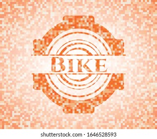 Emblema de mosaico de naranja bici. Ilustración vectorial. Detallado.