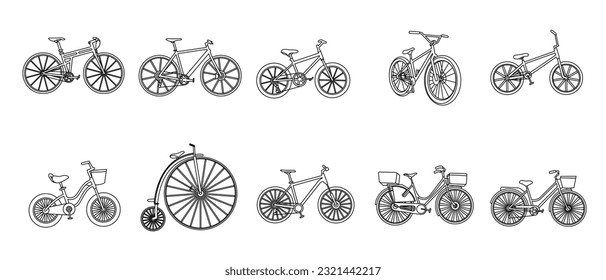 Bike Outline Illustration Vector Set