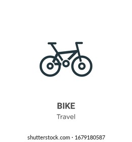 Bike outline vector icon. Thin line black bike icon, flat vector simple element illustration from editable travel concept isolated stroke on white background