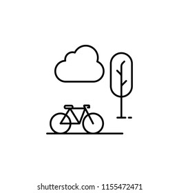 bike in the park icon. Element of hotel icon for mobile concept and web apps. Thin line bike in the park icon can be used for web and mobile