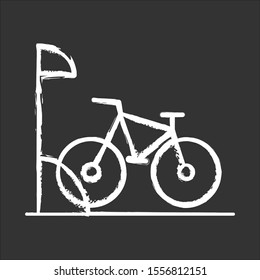Bike parking chalk icon. Bicycle storage. Cycle rack. Sport activity. Safe place for wheels. Eco transport. City biking. Apartment amenities. Isolated vector chalkboard illustration